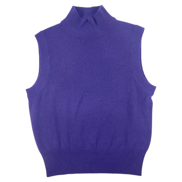 Jardin Des Orangers Cashmere Sleeveless Turtleneck Sweater Vest Purple Size M - Picture 1 of 11